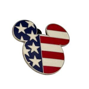Official 2002 Disney Trading Pin Stamped Mickey Mouse Head USA Flag July 4th